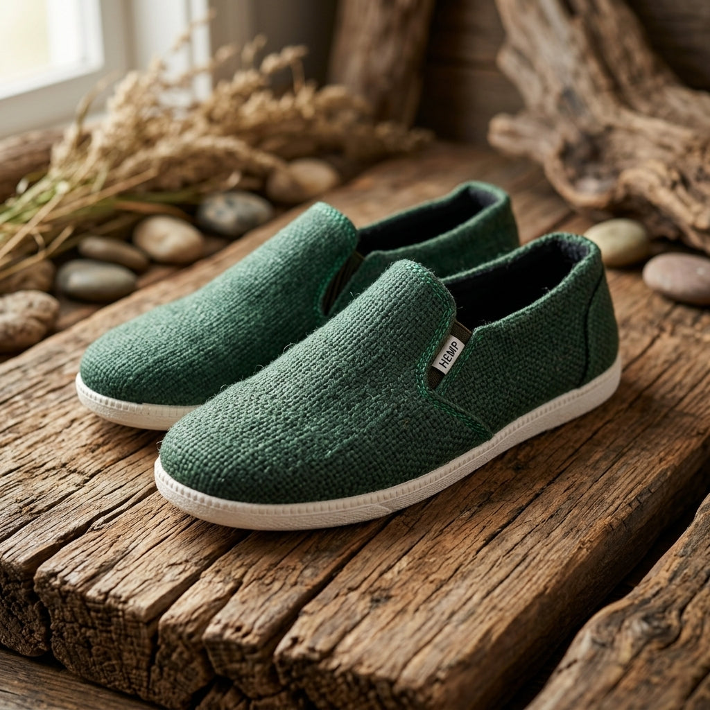 Green Hemp Slip-On Shoes – Eco Casual Everyday Footwear