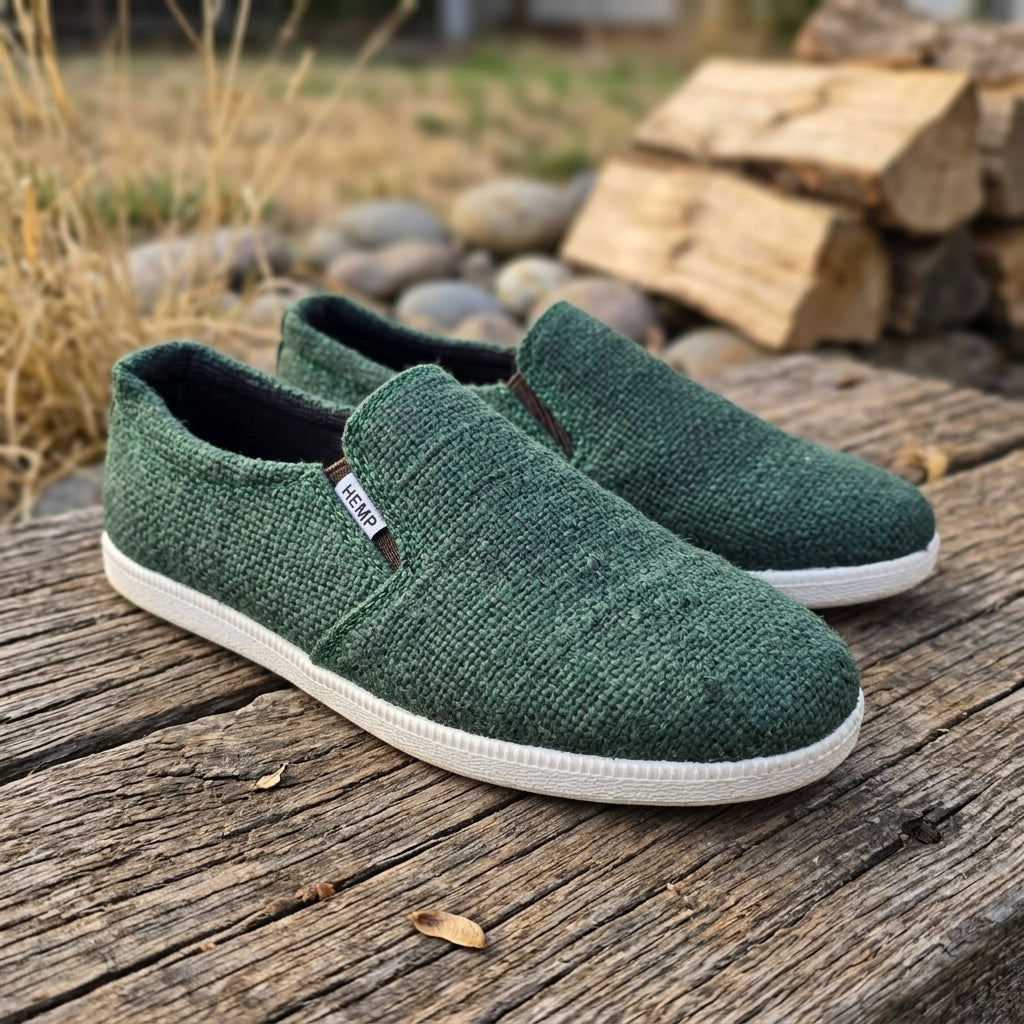 Green Hemp Slip-On Shoes – Eco Casual Everyday Footwear
