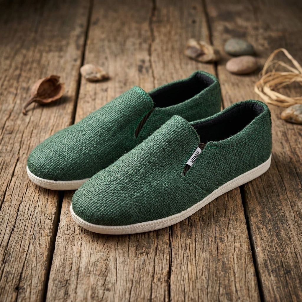 Green Hemp Slip-On Shoes – Eco Casual Everyday Footwear