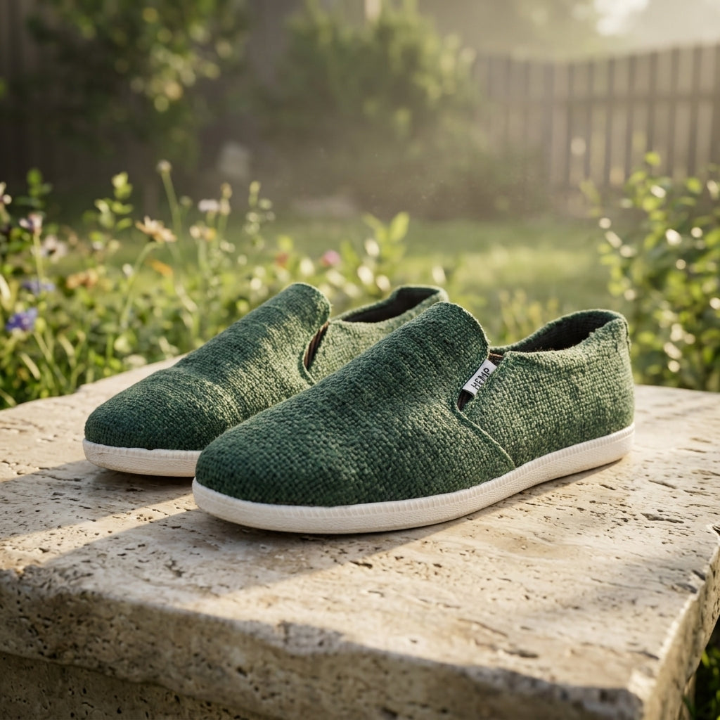 Green Hemp Slip-On Shoes – Eco Casual Everyday Footwear