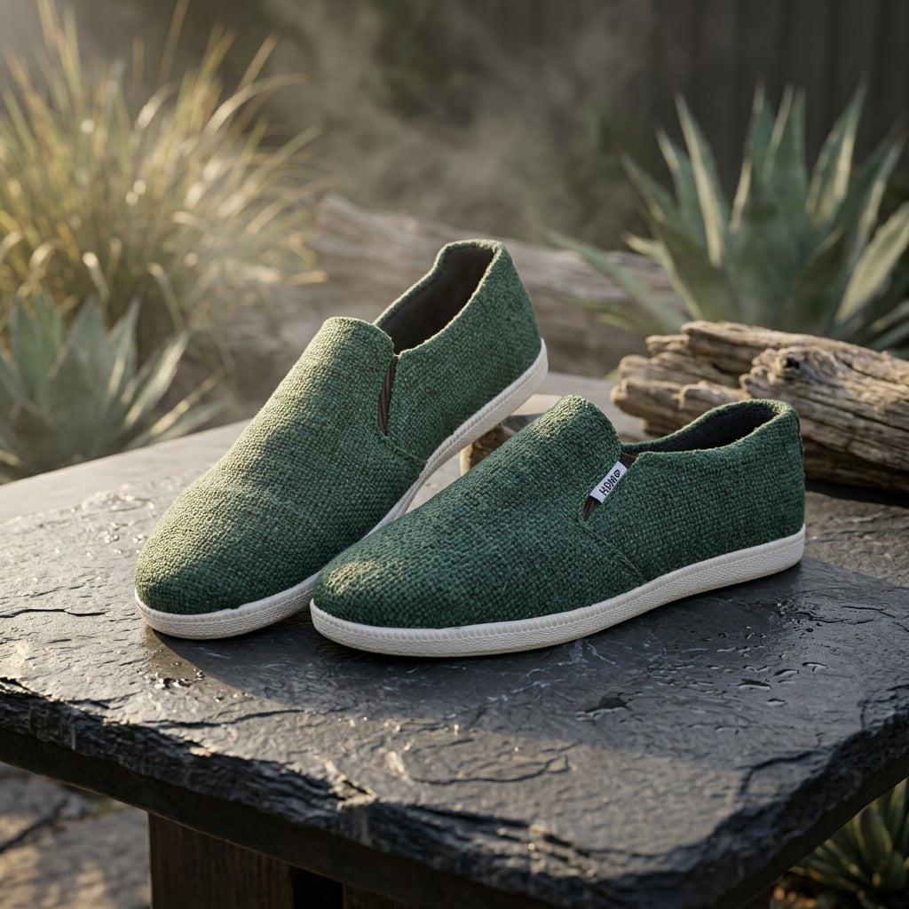 Green Hemp Slip-On Shoes – Eco Casual Everyday Footwear
