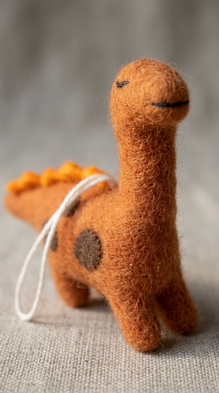 Handmade Felt Dino Ornament – Wool Dinosaur Decoration
